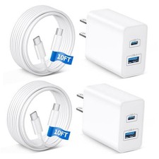 iPhone 17 Charger, 2-Pack 45W Fast Charging Dual Port Type C Power 10FT White picture