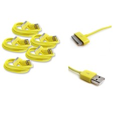 5X 10FT 30-PIN USB SYNC POWER CHARGER YELLOW CABLE CONNECTOR IPHONE 4S IPOD IPAD picture