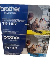 Two (2) Genuine High Yield Brother Toner Cartridges TN-115Y Yellow, TN-110C Cyan picture