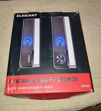 ELEGIANT SR400 2.0 USB Wired Computer Speakers w/ 3.5mm Jack Black/Silver picture