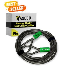 Heavy Duty Braided Steel Security Cable, 15 Ft, 3/8 inch picture