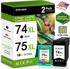 2PK 74XL Black Ink HP 75XL Color CB336WN CB338WN for HP Printers picture