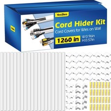 White Plastic Cable Raceway 80pc 15.7in Self-Adhesive Wall Cord Hider picture