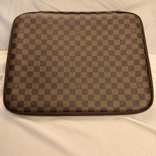 Louis Vuitton Damier Ebene 15 Laptop Sleeve Case Zip Clutch Inventeur Brown  picture