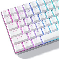 White Shine Through PBT Custom Doubleshot Keycap Set MX Switch 60 75 100 Pct picture