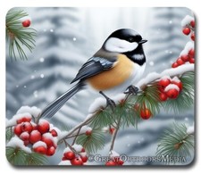 Chickadee in Winter ~ Mouse Pad / Mousepad ~ Bird Watching Feeder Birding Gift picture