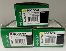 Lot of 3 Genuine Lexmark 80C1XM0/YO Extra High Yield Magenta/Yellow Toner picture