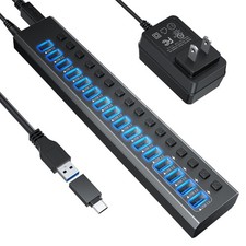 Powered USB Hub 3.0, Leinsis 16-Port USB 3.0 Hub [Durable Aluminum] 12 Data T... picture