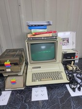 Vintage Apple IIe Computer System A2M2010 Monitor Dual Disk II Drives Software picture