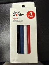 Deal Worthy Stylus Set - Black, Red, Blue, White 4 Pack New in Box picture