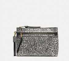 NWT Coach Disney Mickey Mouse X Keith Haring Academy Pouch In  B / W Leather picture