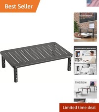 Sleek Black Monitor Riser with Airflow Vents and Storage Space - 44 lbs Capacity picture