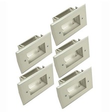 5x 2 Gang Recessed Wall Plate EZ Mount Low Voltage Audio Video Cables Pass Thru picture