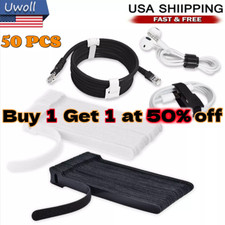 50-100 Cable Straps Black Wire Cord Hooks Loop Ties Reusable Fastening Organizer picture