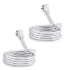 2 PCS 6 FT 90 Degree Computer Power Cord Flat Plug IEC C13 16AWG White picture