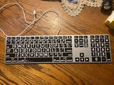 Apple Vintage 2007 Logickeyboard Large Print USB Wired Keyboard - White On Black picture