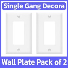 2 Pack Decorative Wall Plate Single 1 Gang Switch Outlet Wallplate Cover White picture