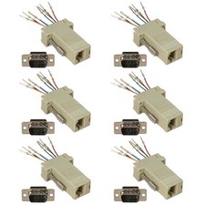 6 Pcs DB9 9-Pin Serial RS232 Male to RJ45 Female Network Ethernet Adapter Ivory picture