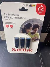 3 pack SanDisk 64gb USB 3.0 Flash Drive - Black NEW in Retail sealed carded pkg picture