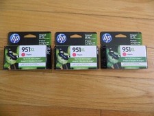 2022 LOT 3 GENUINE HP 951XL LARGE MAGENTA CARTRIDGES OFFICEJET PRO 8100 8600 NEW picture