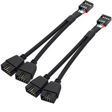 2 Pack Motherboard 9 Pin USB 2.0 to Dual 9 Pin Extension Splitter picture