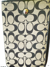 Coach Signature C Canvas Zipper 8in Tablet Sleeve Case Black/White F61575 picture