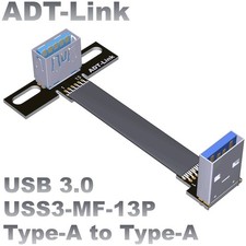 ADT‑Link Dual 90 Degree USB 3.0 Type‑A Male to Female Flat Slim Extension Cable picture