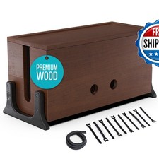 COREMINDED Extra Large Wood Cable Management Box for Power Strip TV Wires Desk picture