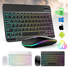 RGB Backlit Wireless Keyboard and Mouse Set For PC iOS Android Laptop Tablet picture