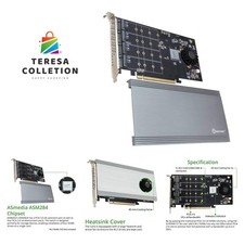 Quad M.2 NVMe Ports to PCIe 3.0 x16 Interface x8 Bandwidth Bifurcation Riser ... picture
