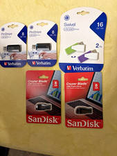 Verbatim PinStripe/Swivel & SanDisk Cruzer Blade Lot 5 USB 2.0 8GB/16GB picture