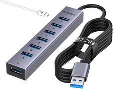 Aluminum Alloy 8 Port USB Hub Long Cable USB Splitter with 7-USB3.0 Data Ports a picture