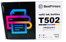 BestPrinters Assorted Refill Ink Bottles T502, (5 Count) - 2x 127ml / 3x 70ml picture