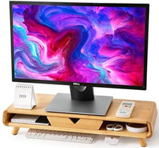Homerays Bamboo Monitor Stand Riser, No Assembly Required, Ergonomic Bamboo Wood picture
