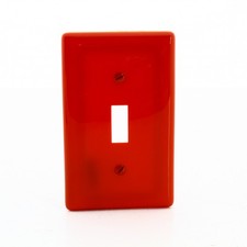 Hubbell NP1R Red 1-Gang Toggle Switch Unbreakable Nylon Standard Wallplate Cover picture
