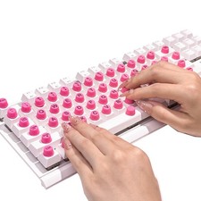 64PCS Long Nail Keyboard Stickers Reusable Pink Letters Protective Desktop Keys picture