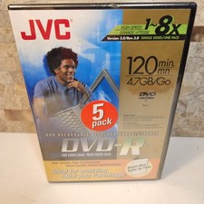 JVC DVD-R 5 Pack 4.7GB 120min 1-8x High Speed Recordable Discs VD-R47EU5V NEW picture