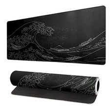 Japanese Sea Wave Large Mouse Pad Anime Black Gaming Extended Kanagawa Mat De... picture