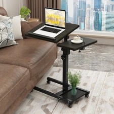 Adjustable Height Laptop Stand - Portable Rolling Desk Cart with Wheels & Mouse picture