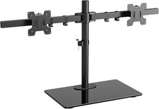 WALI Free Standing Dual Monitor Stand, Height Adjustable Monitor Mount with Glas picture
