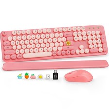 Wireless Keyboard and Mouse Combo, Cute FullSize Retro Typewriter Keyboard wi... picture