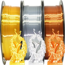 Shiny Silk Gold Silver Copper PLA Filament Bundle, 1.75mm 3D Printer Filament, E picture