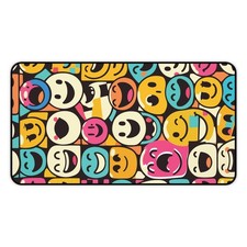Colorful Retro Smiley Pattern Desk Mat | Pop Art Mousepad | Neoprene Game Pad  picture