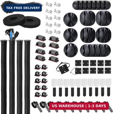 Cable Management Kit - 4 Cable Sleeve, 28 Self Adhesive Cable Clips, 29 Cord Hol picture