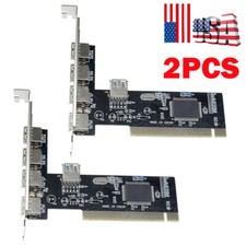 2X PCI 32bit to 4+1 ports USB2.0 Expansion Controller Card PCI 5x USB2.0 US picture