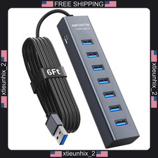 USB 3.0 7-Port Aluminum Hub with 6ft Cable for PC and Desktop picture