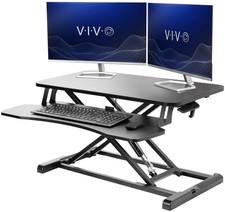 VIVO Black Height Adjustable Standing Desk Monitor Riser 32