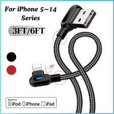 90 Degree USB Cable Fast Charger Charging Cord For iPhone XR 11 12 13 14 Pro Max picture