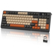 FREEWOLF M96 PBT Wireless Membrane Gaming Keyboard Scient Keys with Knob Rainbow picture