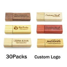 Lot 30PCS 1/2/4/8/16GB Engraved Wood USB Flash Drive Thumb Memory Custom Logo picture